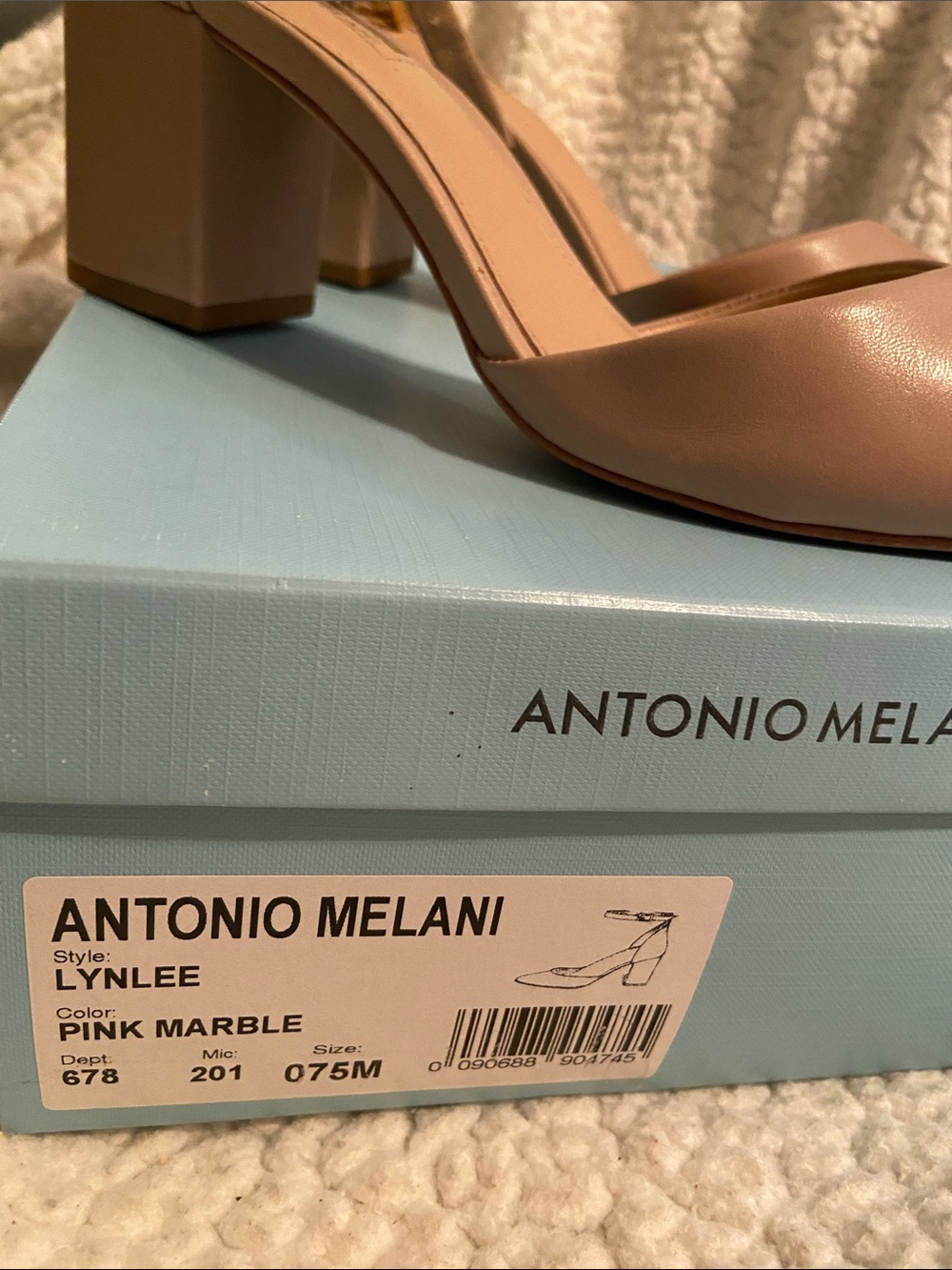ANTONIO MELANI Pink Marble Block Heel Ankle Strap Pumps - Picture 2 of 16